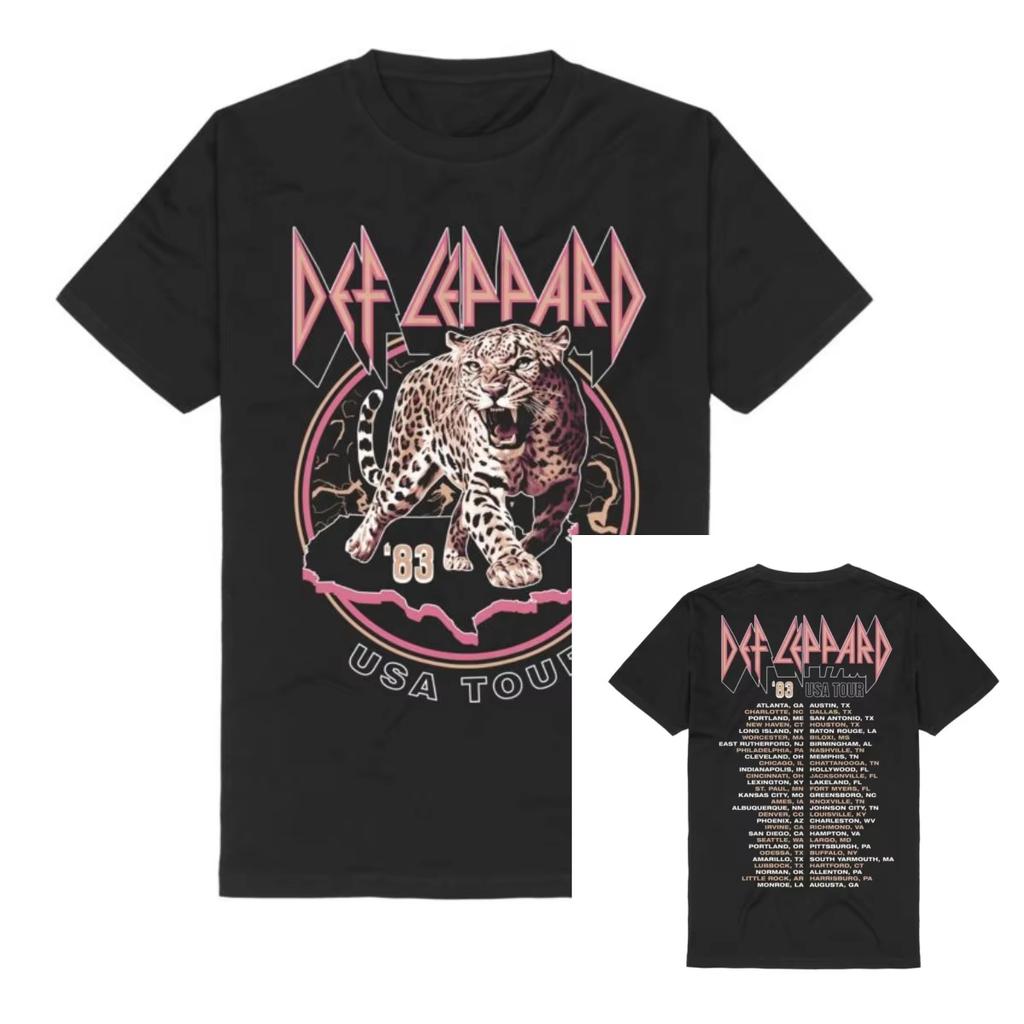 Hysteria Tour Bandfoto Def Leppard Band T-Shirt Baumwolle Grafik-T-Shirt Herren Damen Sommer Streetwear