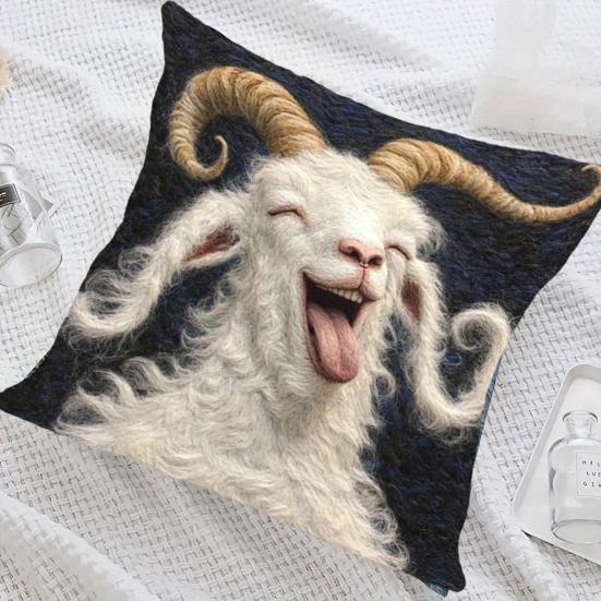 Cushion Cover Embroidered Animal Print Hidden Zipper Replaceable Design Sofa Pillowcase Home Living Room Bedroom Office Decor