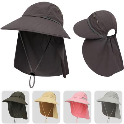Mode Damen Sommer Pferdeschwanz Kappen UV-Schutz Sonnenhut mit Nackenschutz Weiblicher Atmungsaktiver Fischerhut Outdoor Wandern Angelkappe