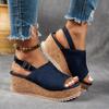 Leopard Wedges Sandals Women's Platform Shoes Summer Slippers 2025 Beach Walking Ankle Strap Pumps Zapatos De Mujer