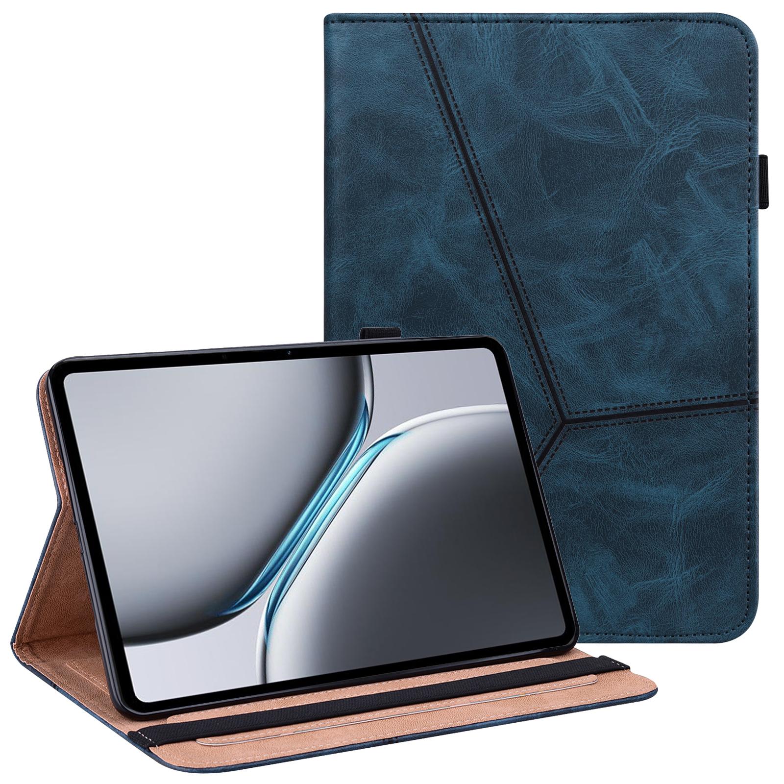 

For OnePlus Pad 2/Pad Pro Case Line Imprinted PU Leather Card Holder Tablet Stand Cover Blue