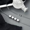 Mens Stainless Steel Snake Chain Necklace with Cube Beads Geometric Minimalist Edgy Jewelry Gift