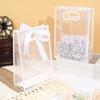 10Pcs Clear Plastic Gift Bag with Die Cut Handles Reusable PP Flower Bag with Ribbon for Wedding Bridal Birthday Party Business