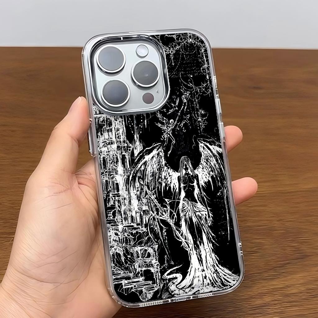 Phone Case For iPhone 17 16e 16 15 14 13 12 11 Pro Max  8 7 Air Plus Transparent Soft Cover Gothic Cyber Sigil Cross