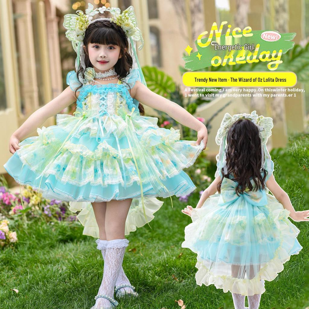 Sommer-Lolita-Kleid für Mädchen - Prinzessinnen-Geburtstags- und Festkleid Der Zauberer von Oz