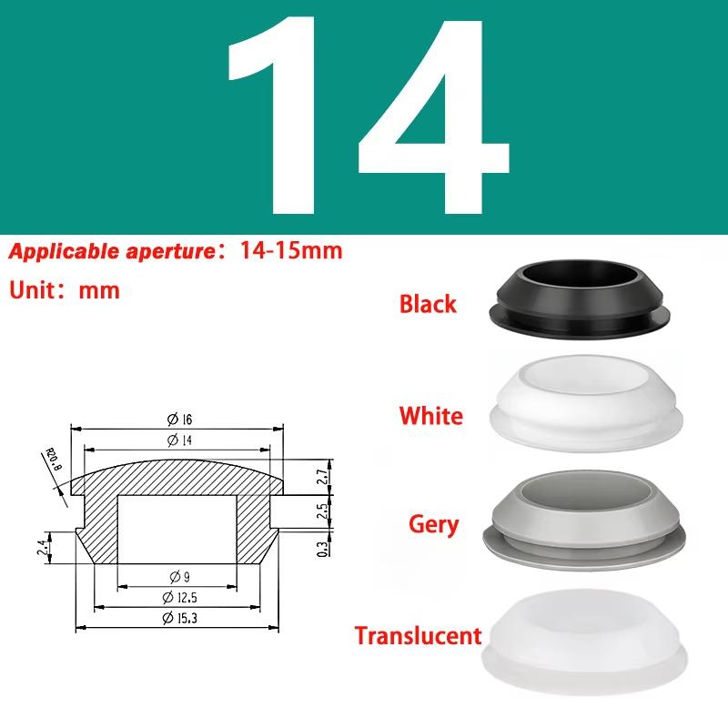 Snap-on Silicone Rubber Plug 3/3.5/4/4.5/5/6/6.5/7-14mm Soft Seal Hole Plugs Blanking End Cap T Type Hole Plug Cover Four Colors
