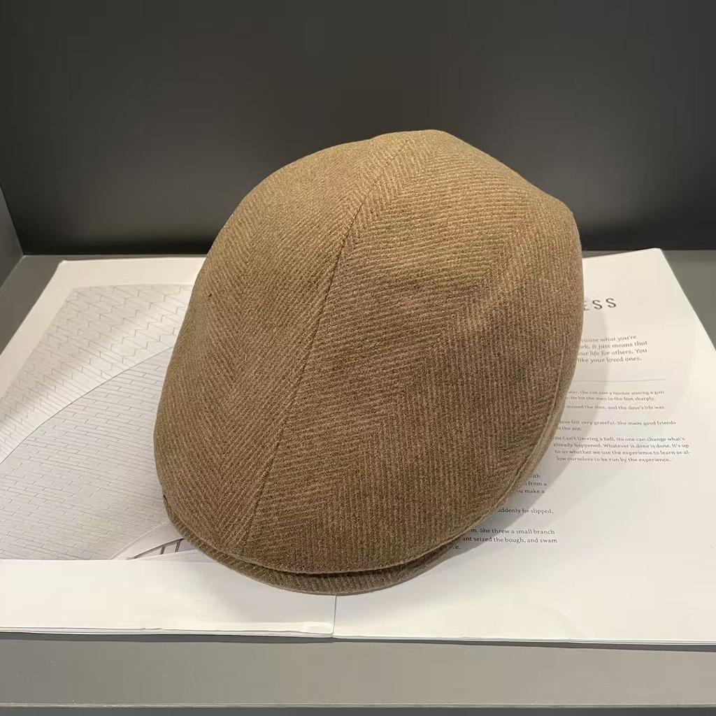 Autumn and Winter New Style Big Head Circumference Showing Face Small Reverse Wearing Beret British Style Retro Newsboy Hat for Men