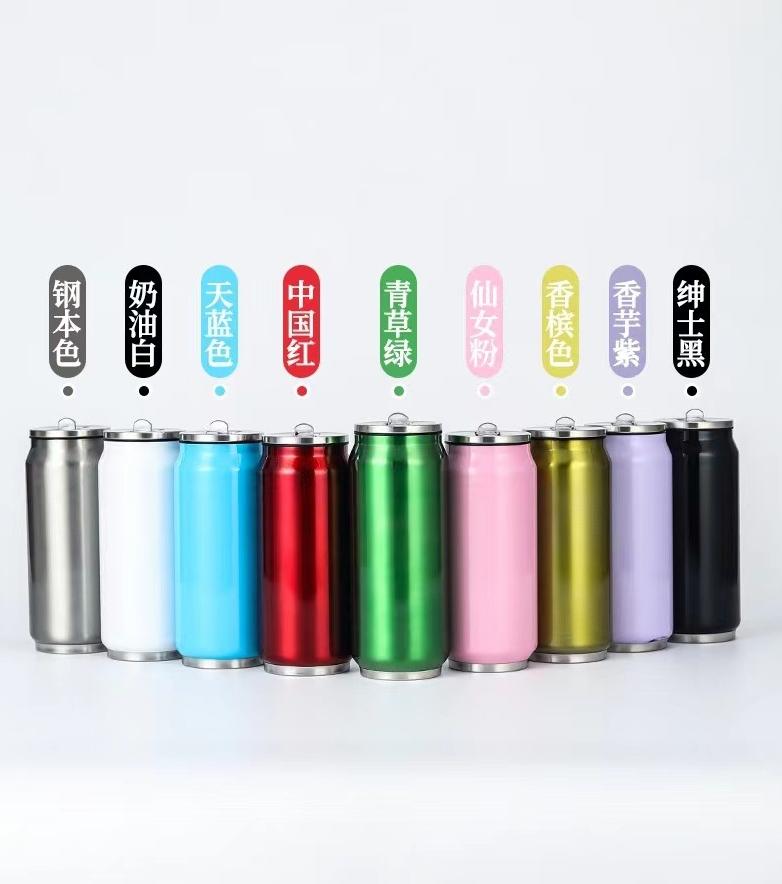 Comfortable Home Life Green Double Wall 500Ml Stainless Steel Cola Can Cup Tumbler Drink Beverage Can With Straw