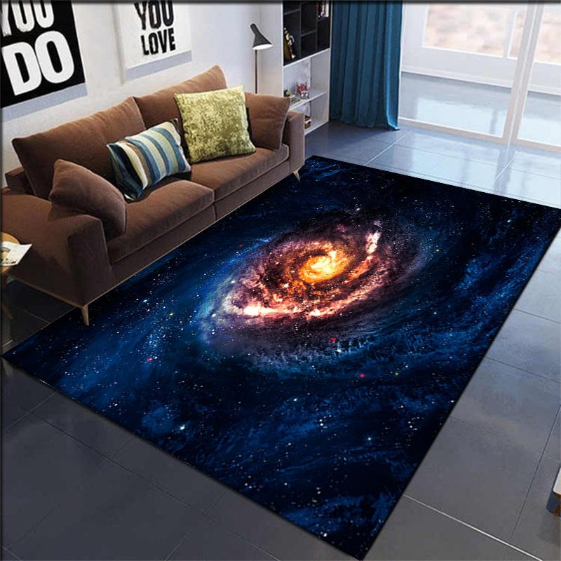 Galaxy Planets Carpet Mat Spiral Nebula Rug Glowing Cosmic 3D Effect Stardust Vibrant Home Decoration Floor Mats Bedroom Carpet