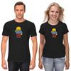 The Simpsons,Homer,Marge,Bart,Lisa Figure, Short Sleeve White-Black Men's / Women's T Shirt L072