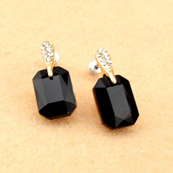 Women Elegant Rectangle Rhinestone Ear Studs Earrings Jewelry Birthday Gift