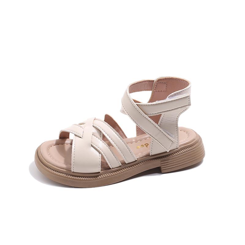 

Сандалии-гладиаторы для девочек, летняя новая детская пляжная обувь 2024 года, бохо-стиль, плетеный дизайн, открытые носки, детские сандалии принцессы 26-36 35 бежевый