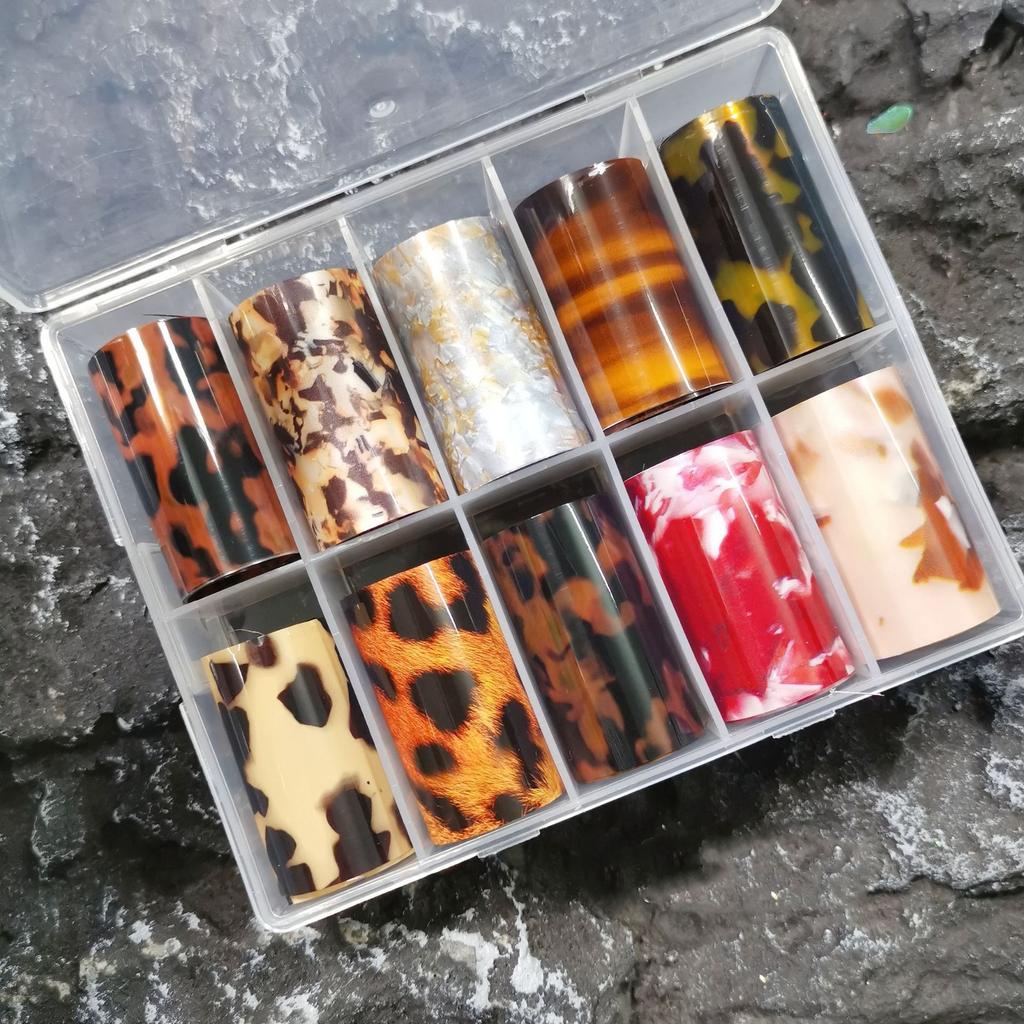 Winter Starry Sky Autumn Leopard Stickers Nail Foil Tortoiseshell Amber