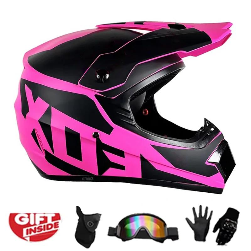 Full Face Motocross Helmet Kit Dot/Ece - For Adults & Youth - Comes With Mx Goggles & Gloves