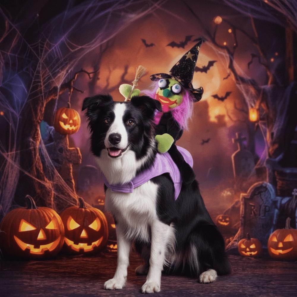 Adjustable Chest Strap Wizard Riding Dog Clothes 3D Doll Halloween Pet Dress UP for Pet Party