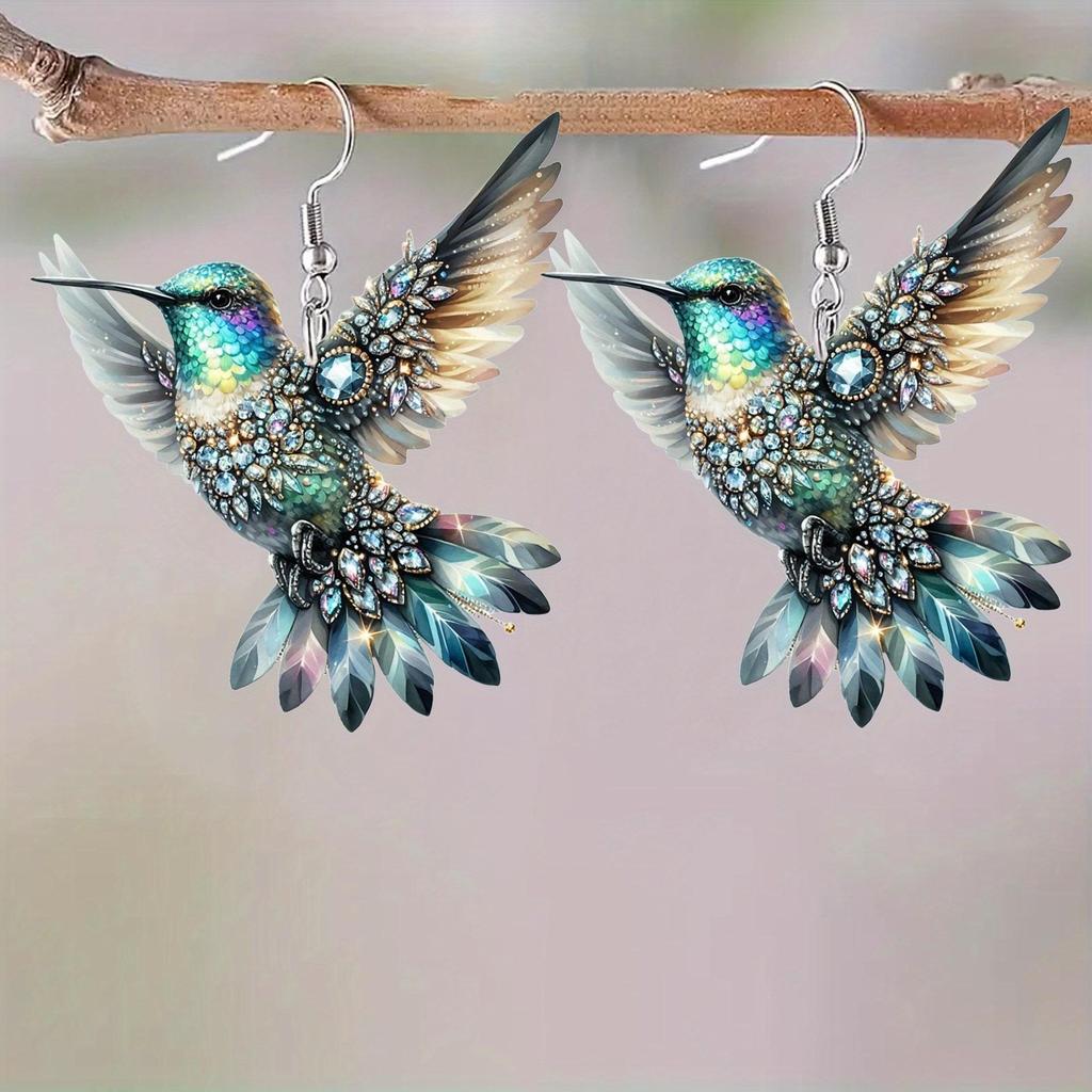 2024 Retro Spring Acrylic Bird Earrings - Colorful European & American Design
