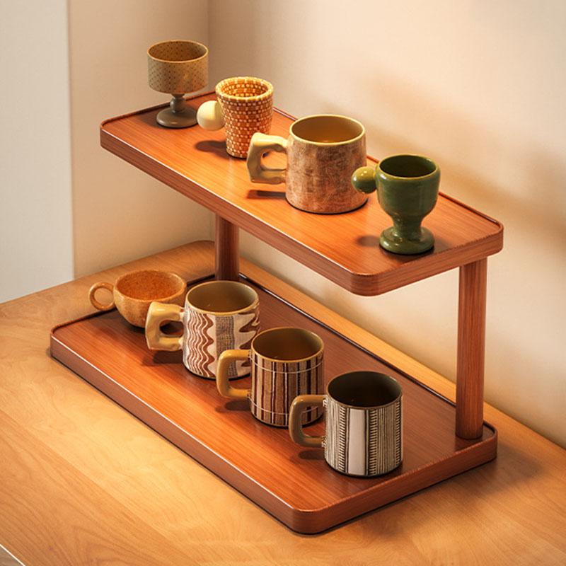 Multi-Purpose Desktop Cup Holder Organizer for Office/Home, 2-tier Space Saving Coffee Mug Rack for Water Bottles & Tea Set