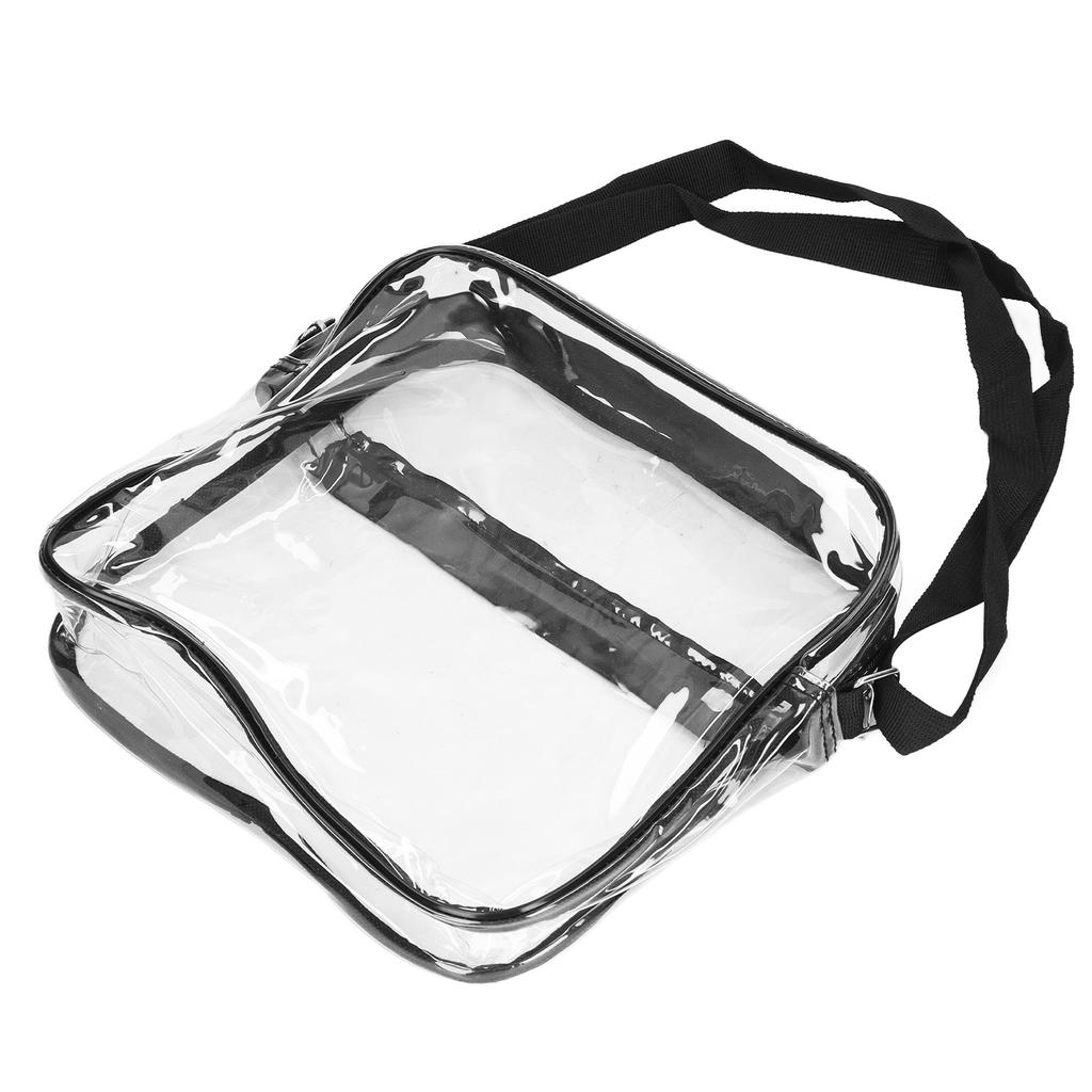 Transparent Messenger Shoulder Bag Clear Tote Bag Purse with Zipper Closure for Outdoor Traveling