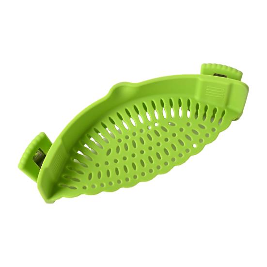 

Силиконовое зажимное сито для кастрюль и сковородок, термостойкое, быстрое сливное сито с герметичными отверстиями, легко моющееся, кухонное сито зелёный