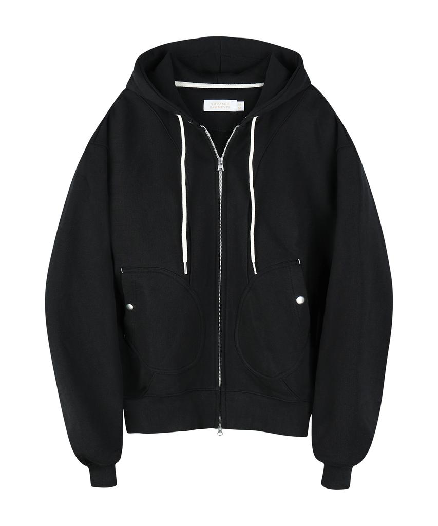 Youneedgarments Curved Hooded Sweatparka (Black)