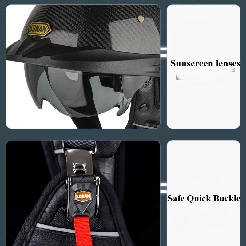 SOMAN Motorcycle Retro Helmet Half Helmets Summer Sunscreen Vintage Casco Para Moto German Style Black White Capacete For Harley