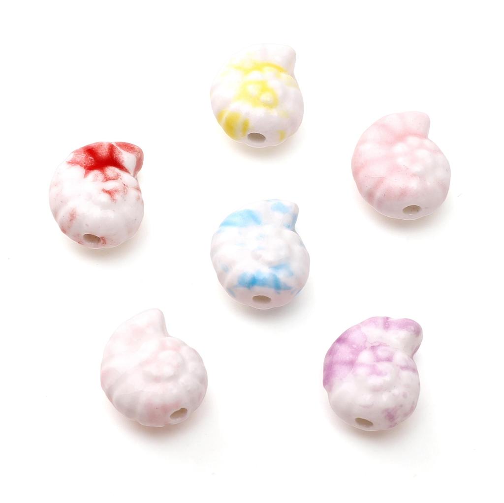 2Pcs Ceramic Ink Splashing Dyeing Beads Conch Whelk Sea Snail Charm For DIY Accessories Jewelry Making