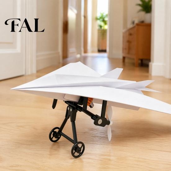 Beginner Airplane Toy Kit Remote Control Paper Kit, DIY Electric RC Plane with Gyro Handmade Stabilizer, Dual Propellers, Lightweight Glider Assembly