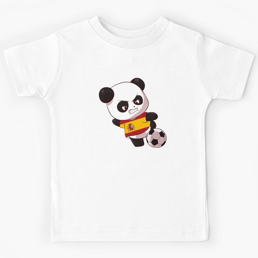 Funny Panda Shooting Spain Football - Spanish Flag Soccer Kids T-Shirt 170