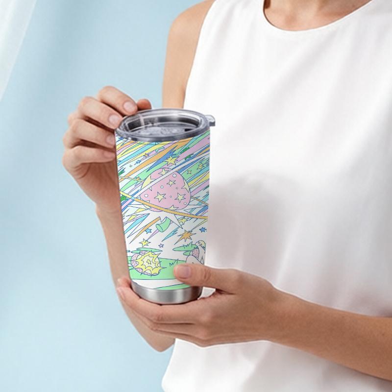 591ml Car Tumbler Planet Rainbow Meteor Element Straw Cup Tumbler With Lid Gift Cup Metal Drink Mug Portable Tumbler 591ml Car Tumbler
