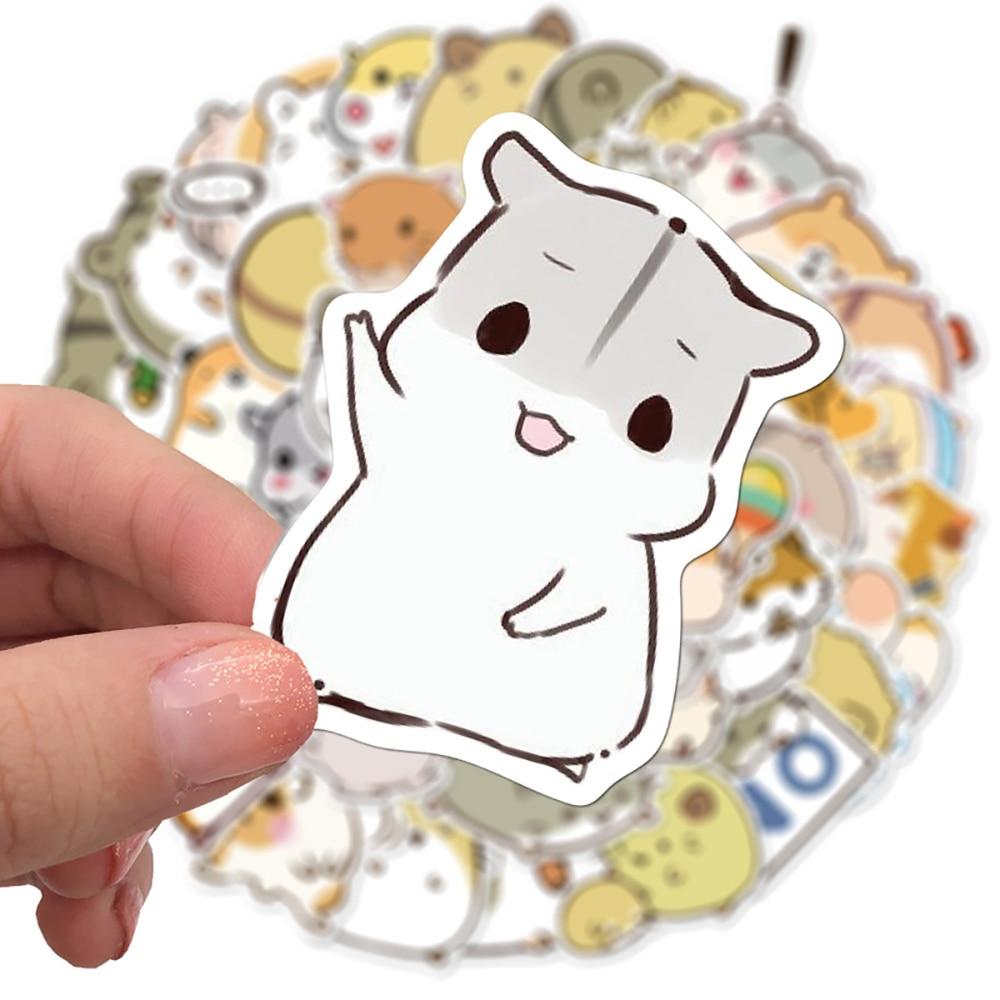 50PCS Cute Animal Hamster Cartoon Stickers Skateboard Guitar Suitcase Freezer Graffiti Luggage DIY Decal Sticker for Kid Gift