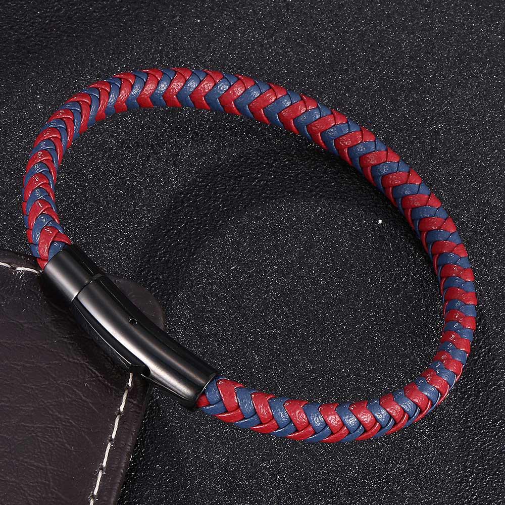 Trendy Leren Touw Armband voor Koppels in Koreaanse Stijl met Zwarte Roestvrijstalen Drukknop