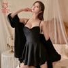 Sex underwear fashion skirt sexy pajamas ice silk large size suspender nightdress robe loungewear women's suit