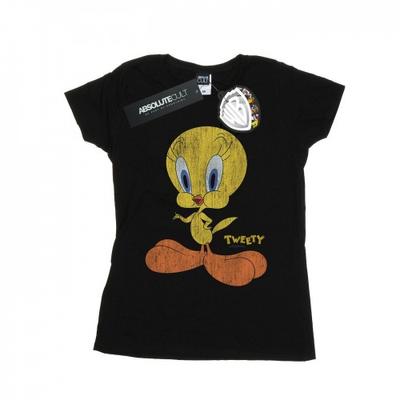 T-shirt de Algodão Desgastada Tweety Pie Feminina/Senhora