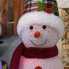 Christmas Snowman Holiday Decoration With LED Light Rustic Festive Doll For Home Office Bedroom Bookshelf Mantel Living Room