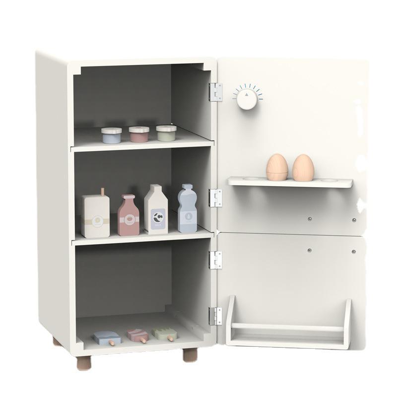 Nordic-Style Children's Dollhouse Kitchen Set: Refrigerator & Cooking Toys for Boys and Girls - Perfect Birthday Gift