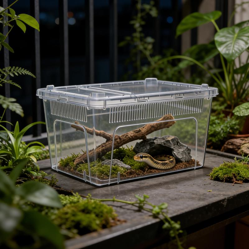 Snake Reptile Breeding Box Clear Plastic Terrarium with Ventilated Design Perfect for Home Setup