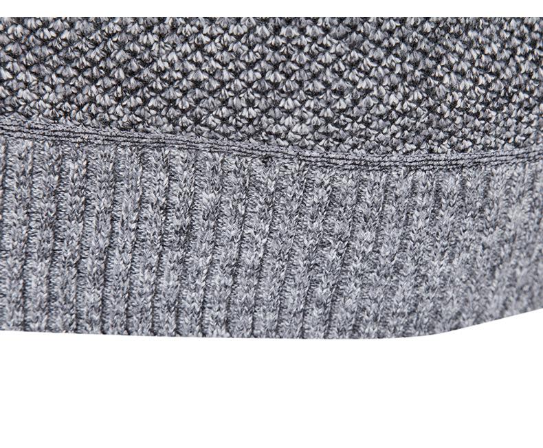Men's Autumn & Winter Hong Kong Style Knitted Cardigan: Stand-Up Collar, Loose Fit, Fleece-Lined, Thick Woolen Sweater.