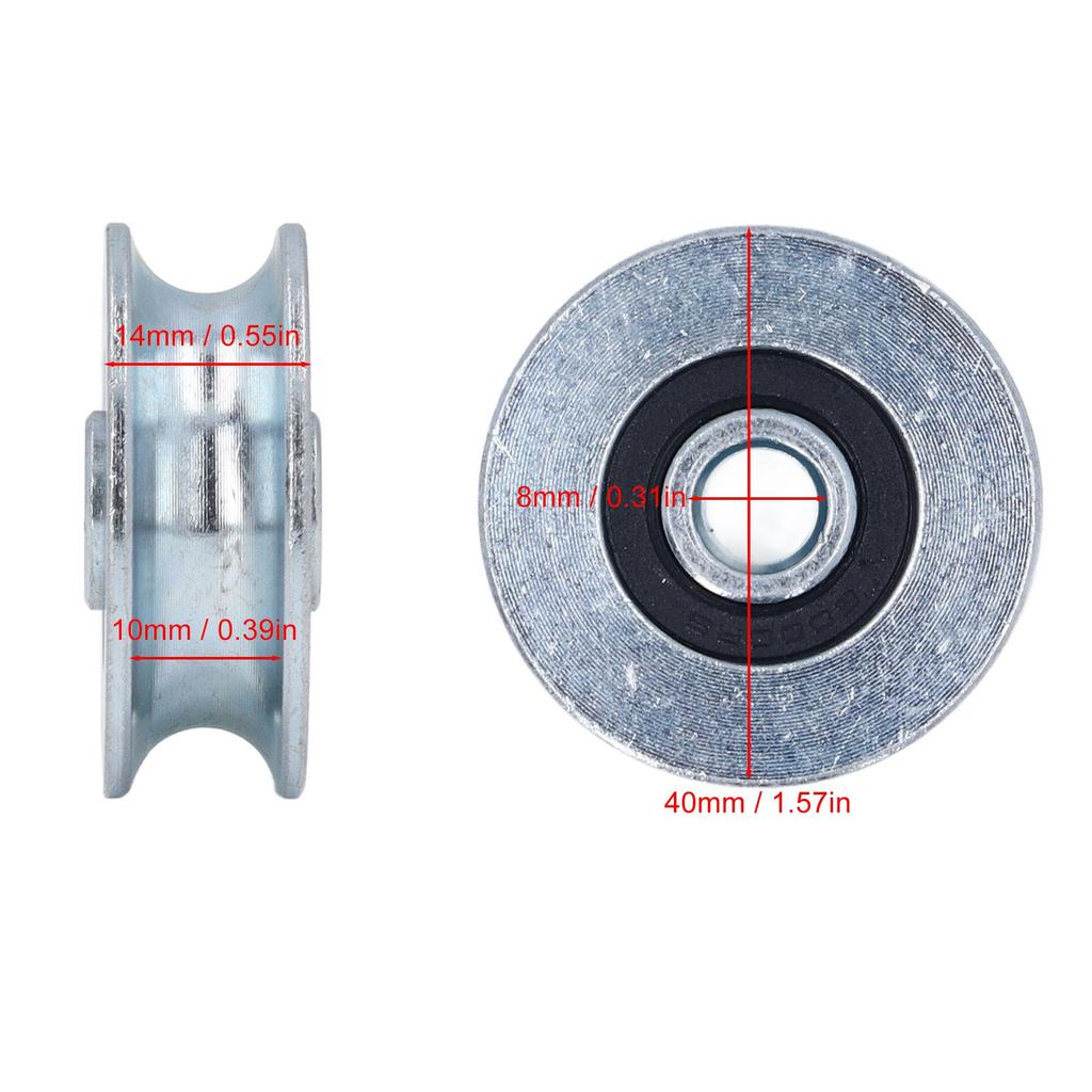 Pulley Wheel 40mm Outer Diameter 8mm Center Hole Diameter Alloy Steel Pulley Rolling Bearing Wheel Pulley Bearing Roller