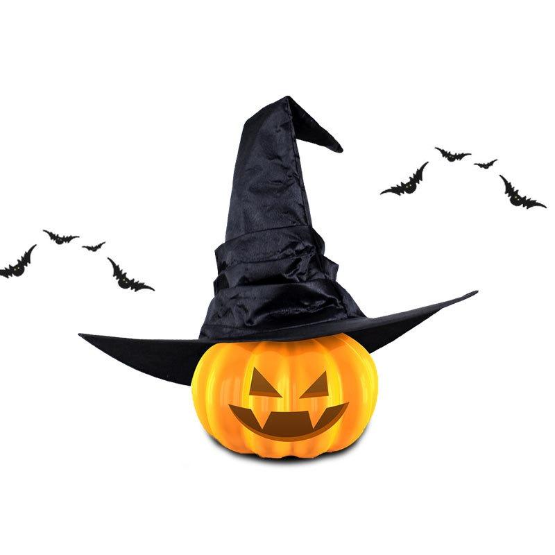 Black Bat Witch Hat Folds Wizard Hats for Women Men Masquerade Party Carnival Costume Cosplay Props Halloween Decorations