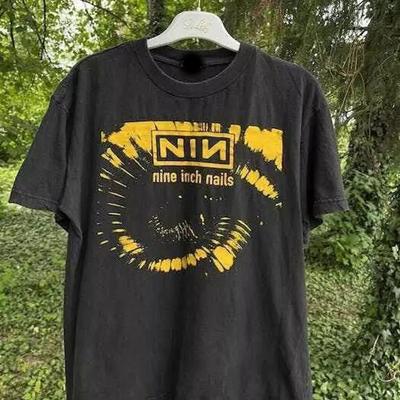 Maglietta di Cotone a Maniche Corte Nera Band Nine inch Nails Unisex S-5XL