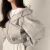  Women's Cropped Zip-Up Hoodie Casual Long Sleeve Jacket