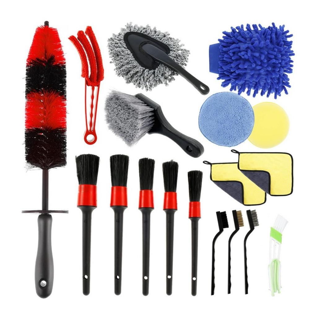 Car Cleaning Kit 18 Car Beauty Details Brush PP Wheel Hub Scrub Car Brush Clean Towel Gloves