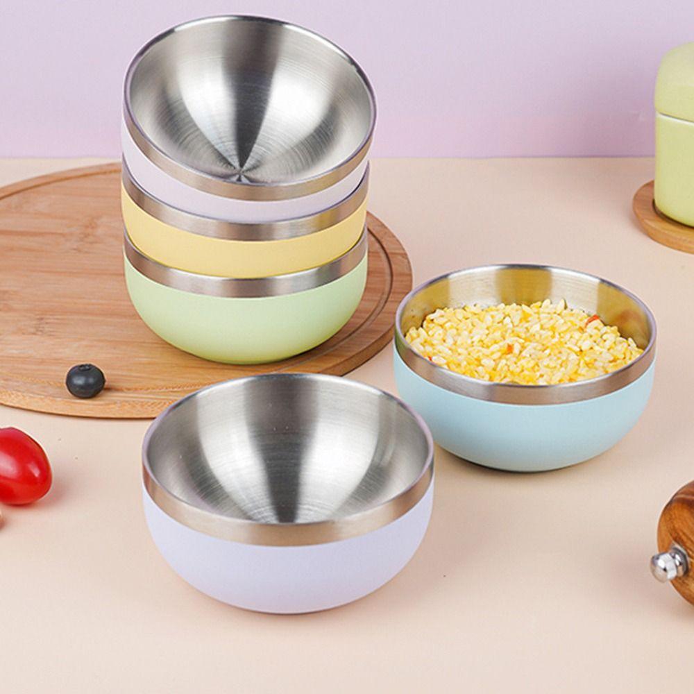 Multi-color Fruit Salad Bowl Round Bowl Food Container Stainless Steel Bowl  Kitchen Tableware