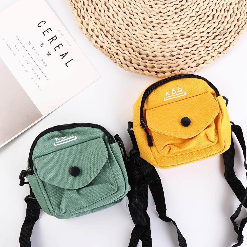 Solid Color Casual Crossbody Bag Zipper Small Messenger Bag Fashion Canvas Shoulder Bag  Student