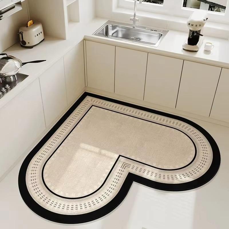 Heart Mat 1PCS Diatom Mud Kitchen Water Absorption Oil Absorption Dirt Resistant Door Non-slip Living Room Entrance Floor Mat