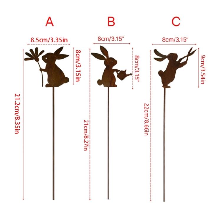 Animal Rabbit Decors Iron Decorative Rabbit Stakes Creative Animal Statues Stake
