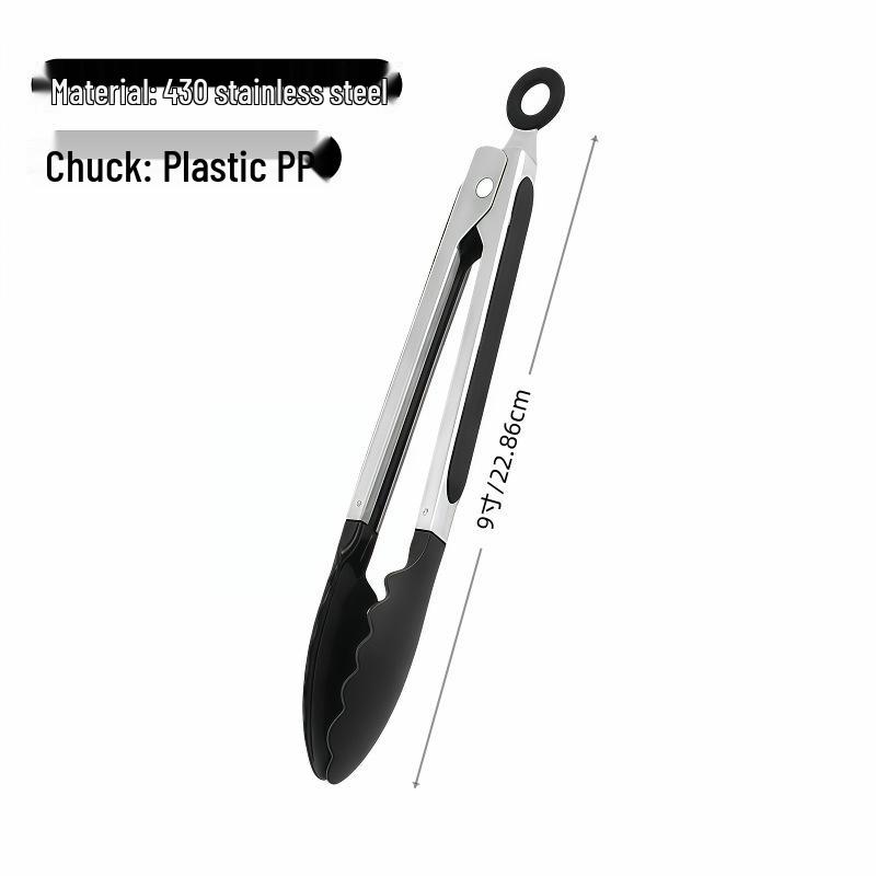 High-Temperature Resistant Stainless Steel Silicone Kitchen Tongs for Stir-Frying and Grilling