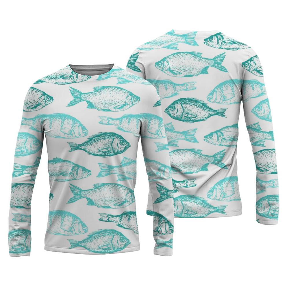 New Men's Fishing Shirts Customizable Print T-Shirt Fishing Apparel Long Sleeve Fishing Shirt Outdoor Sports Crewneck Tops 6XL