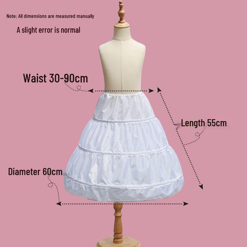 Children's Puffy Princess Petticoat Dress with Adjustable Fishbone and Inner Lining, Perfect for Birthdays and Flower Girl Occasions.