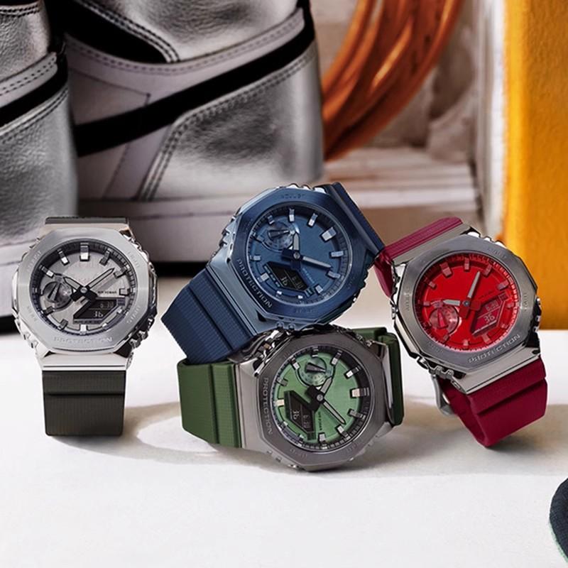 For Casio G-Shock GM-2100 GM-S2100 GA-2100 men Sports waterproofing watch strap Red Gray Rubber resin watchband 16mm